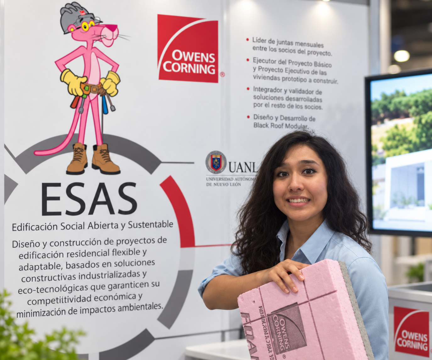 Karla Guerra presenting an Owens Corning project